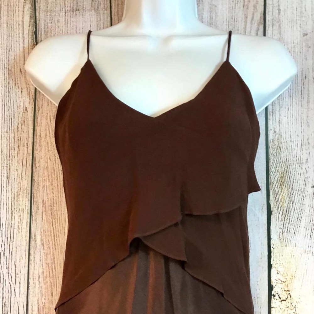 Zoe Georgette Satin Chocolate Long Maxi Dress S - Picture 3 of 8